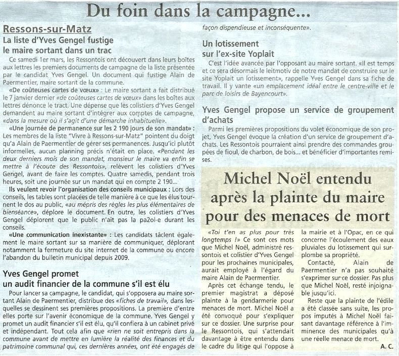 D&eacute;p&ocirc;t de plainte du maire de Ressons sur Matz